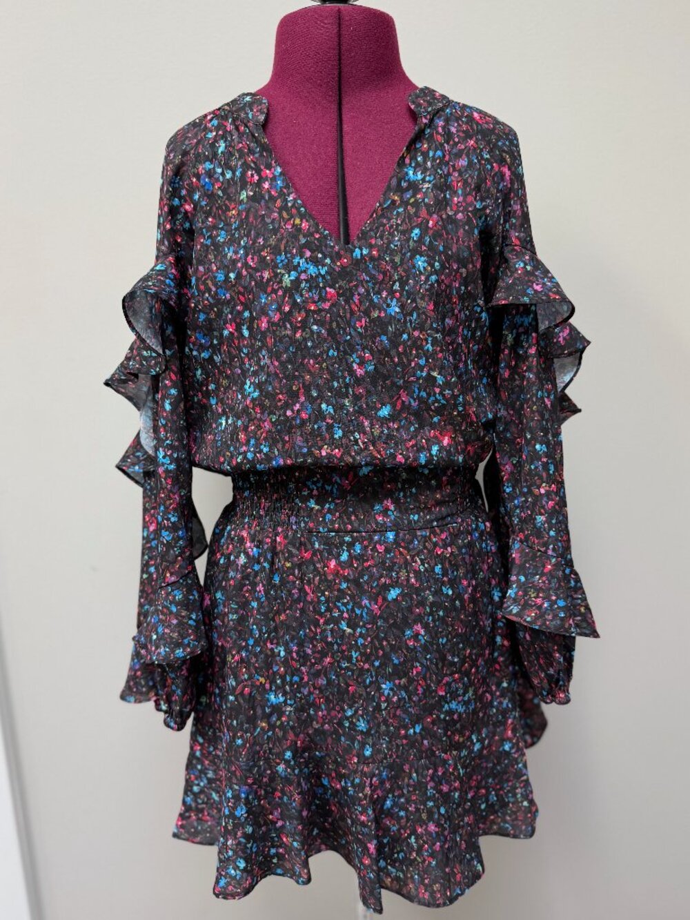 Parker Black Cosmic Floral Dress Size XS